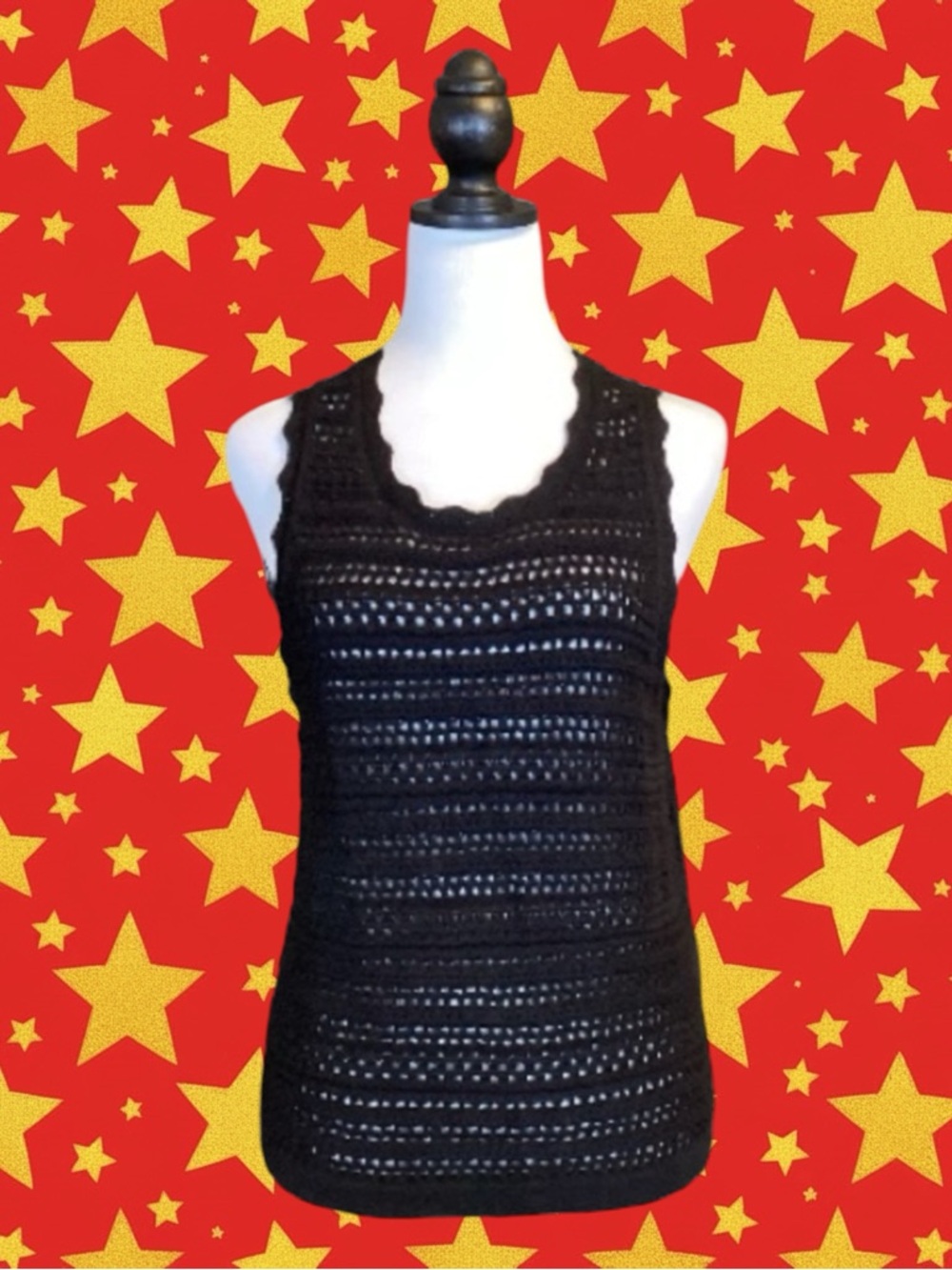 Gap 100% Cotton Grunge Whimsigoth Minimalist Crochet Knit Sleeveless Sweater XL